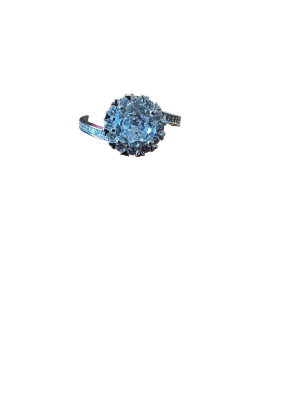 Moissanite Silver Ring Adjustable (Current Size 6) - Brand New